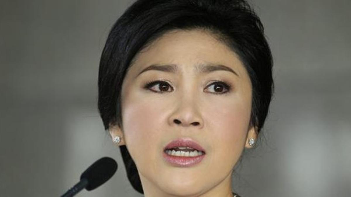 Yingluck Shinawatra durante su discurso televisado, este martes.