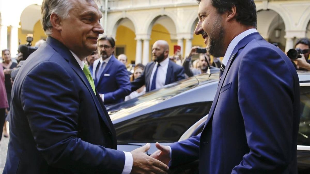 Salvini y Orbán, en Milán.