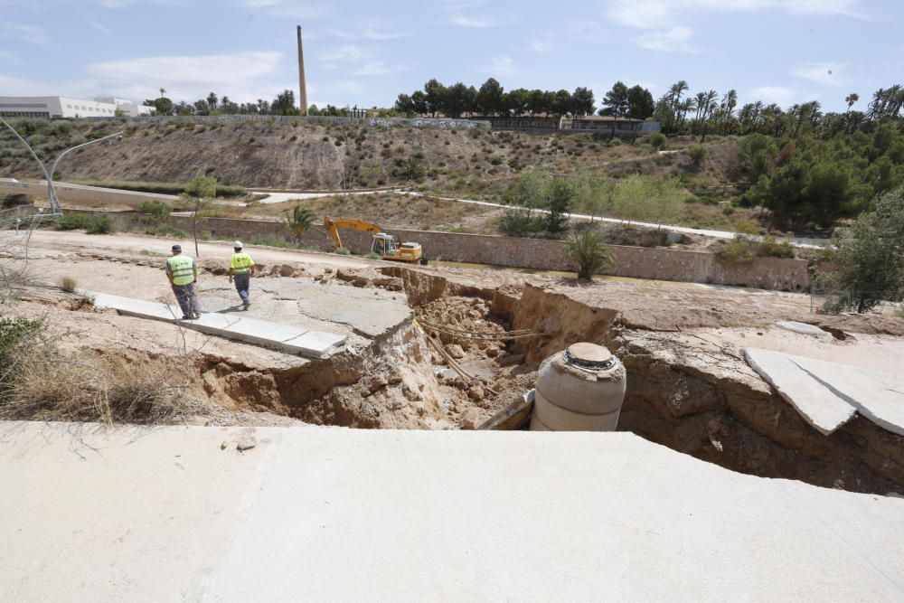 El estado del Vinalopó tras una fuga de agua