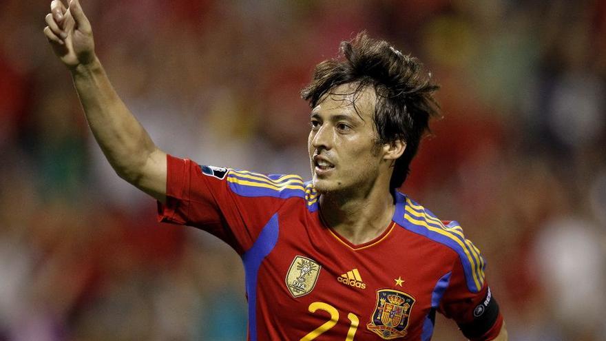 David Silva, durante un encuentro con la Selección Española de Fútbol.