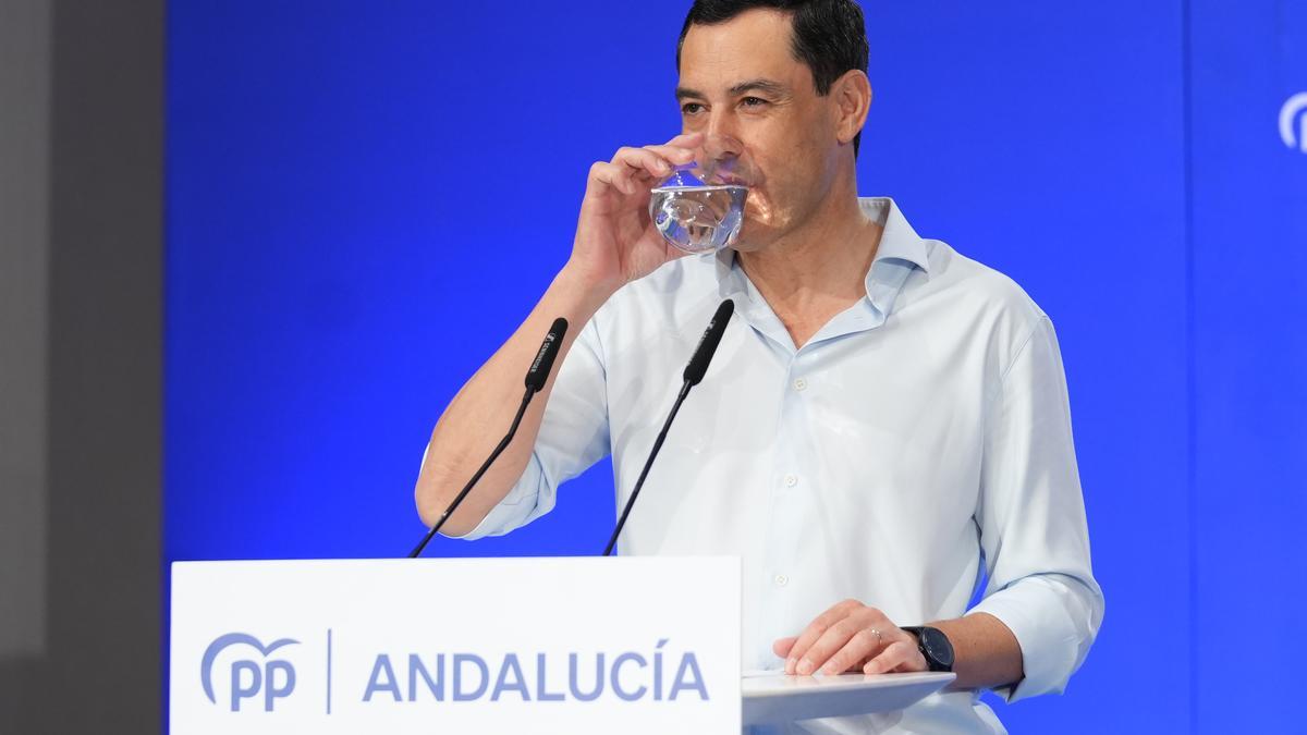 Juanma Moreno interviene en el Comité del PP de Andalucía.