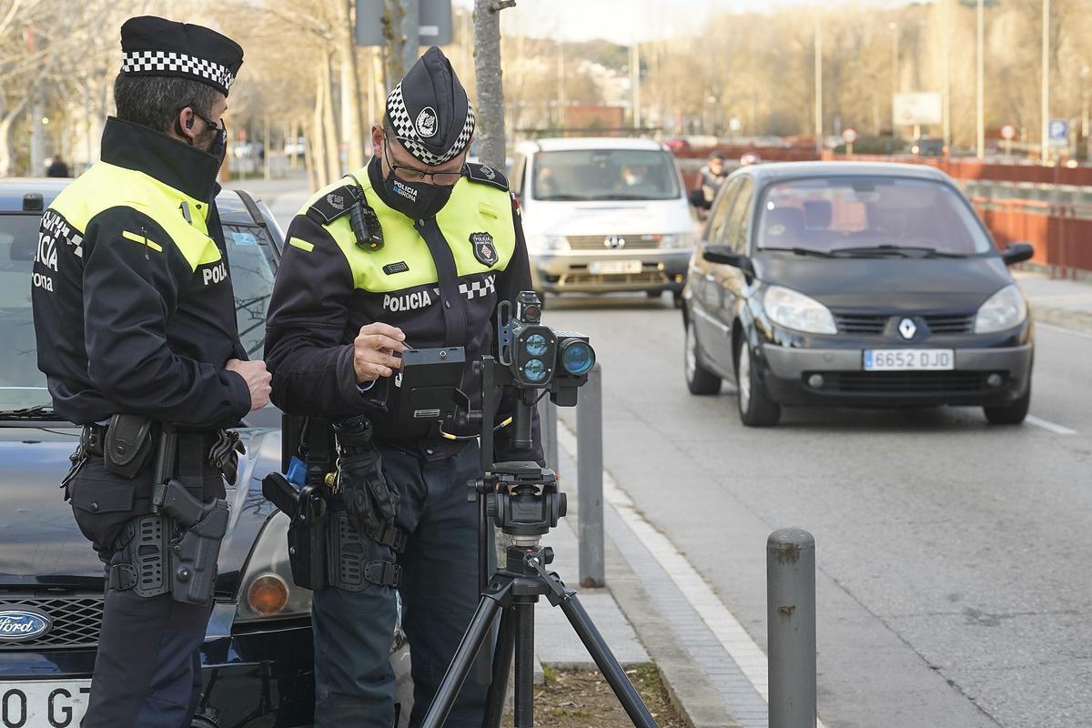 Un control policial a la zona, el gener de 2021.