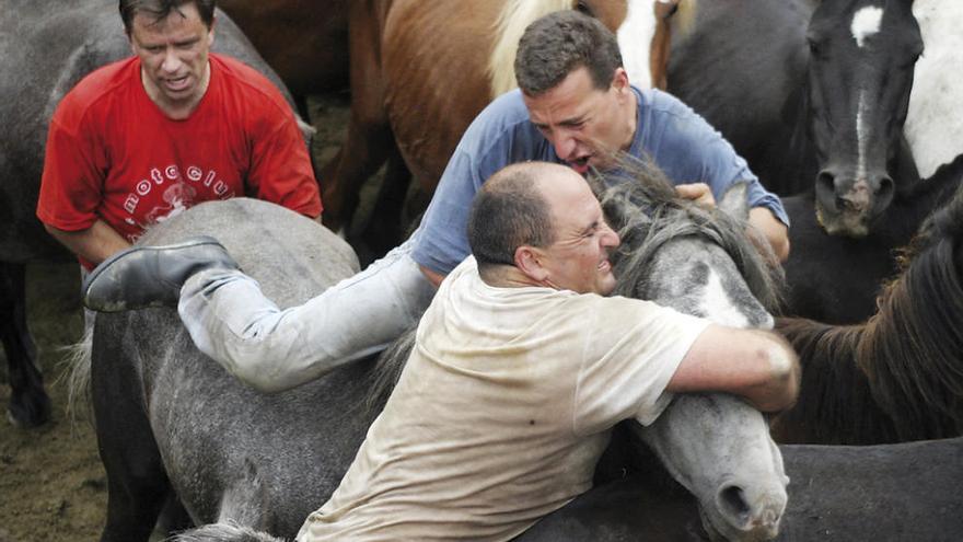 Imagen de archivo de Pepe Paz (sobre el caballo) en una edición anterior de la Rapa. // Bernabé