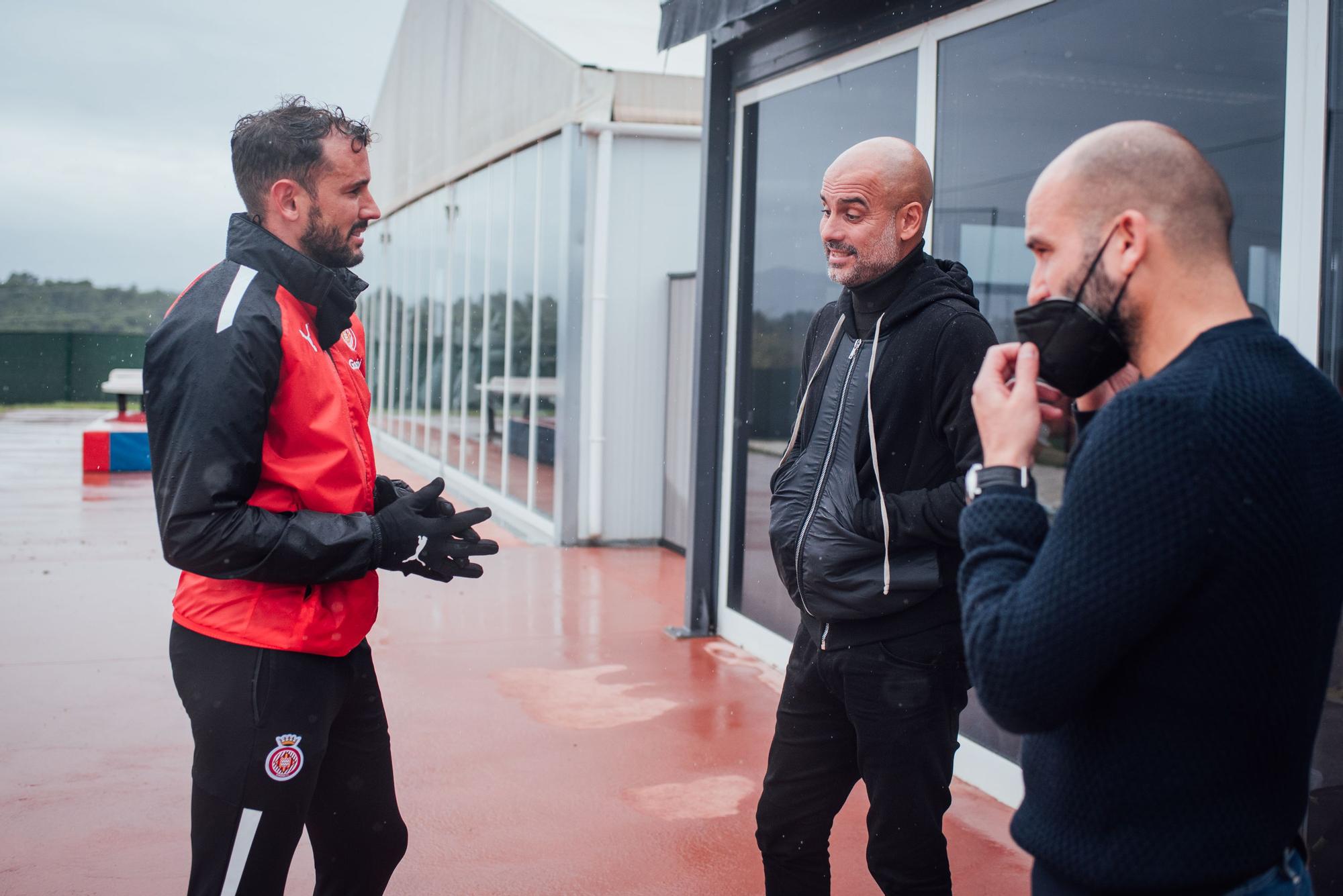 Pep Guardiola visita el Girona a La Vinya per conèixer Míchel