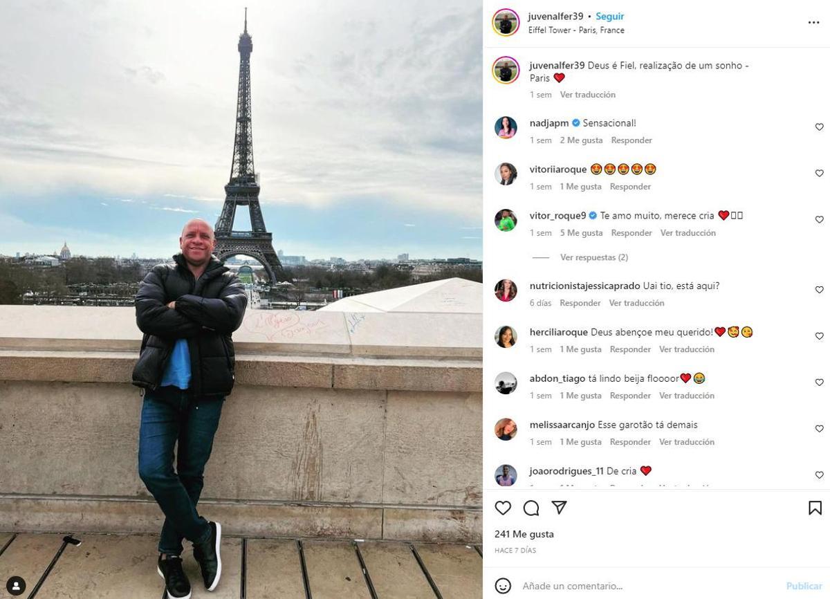 Imagen del Instagram del padre de Vítor Roque en París.