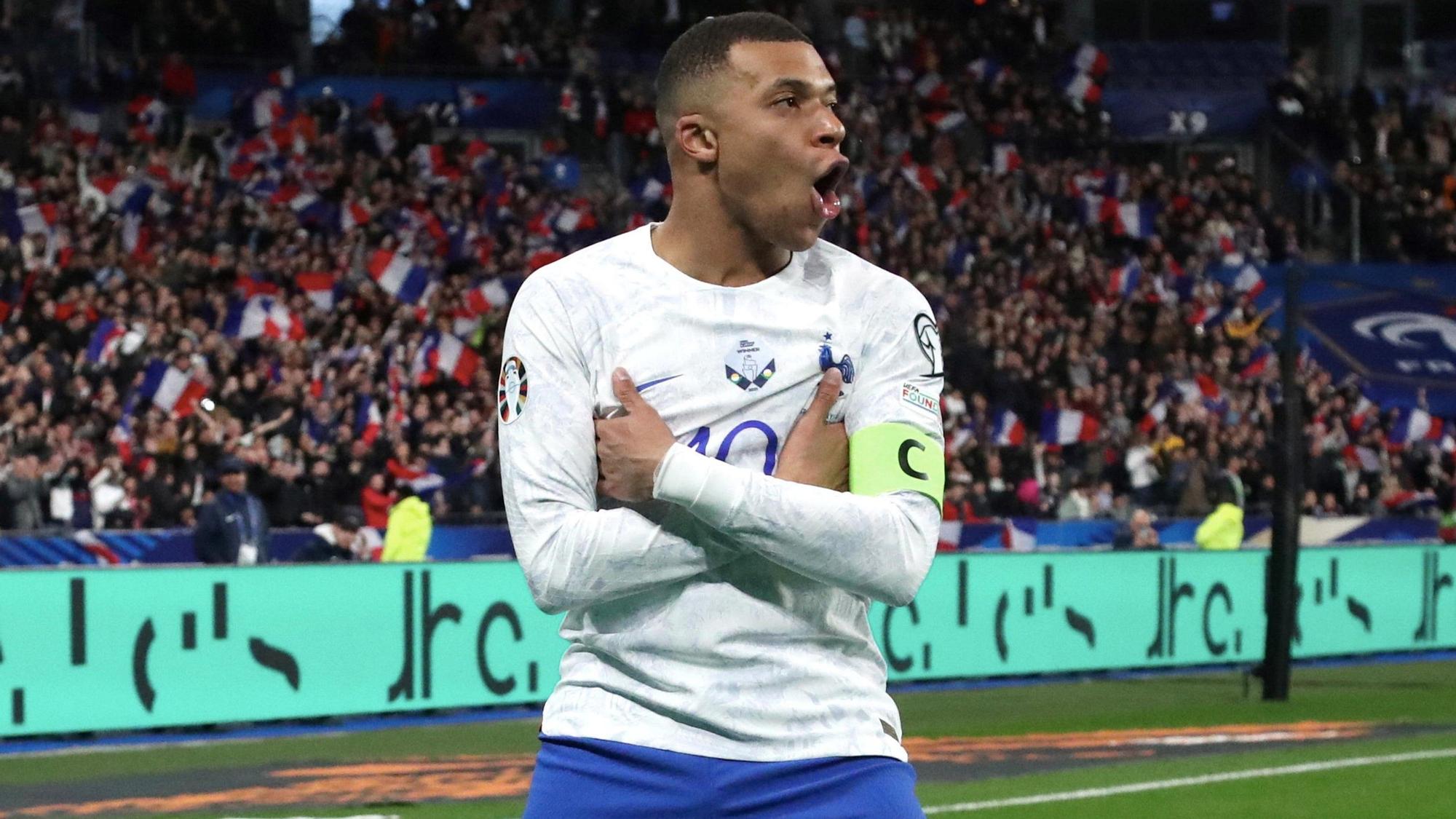 Mbappé celebra su gol ante Países Bajos.