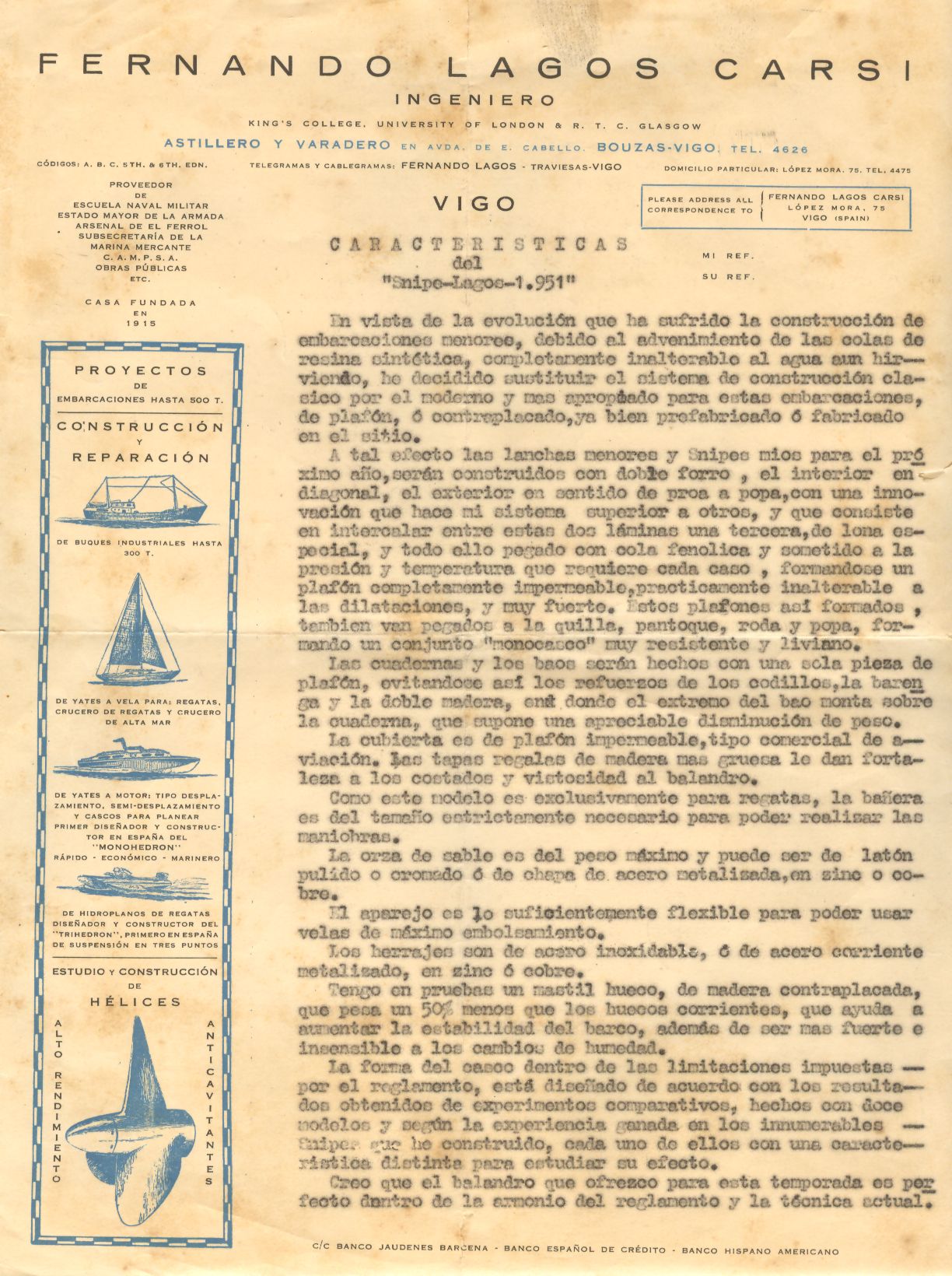 Documento de 1951 sobre el mítico Snipe Lagos.jpg