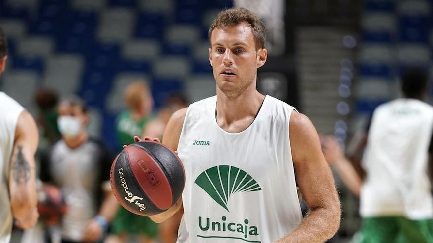 Tim Abromaitis, en un entrenamiento reciente en el Martín Carpena.