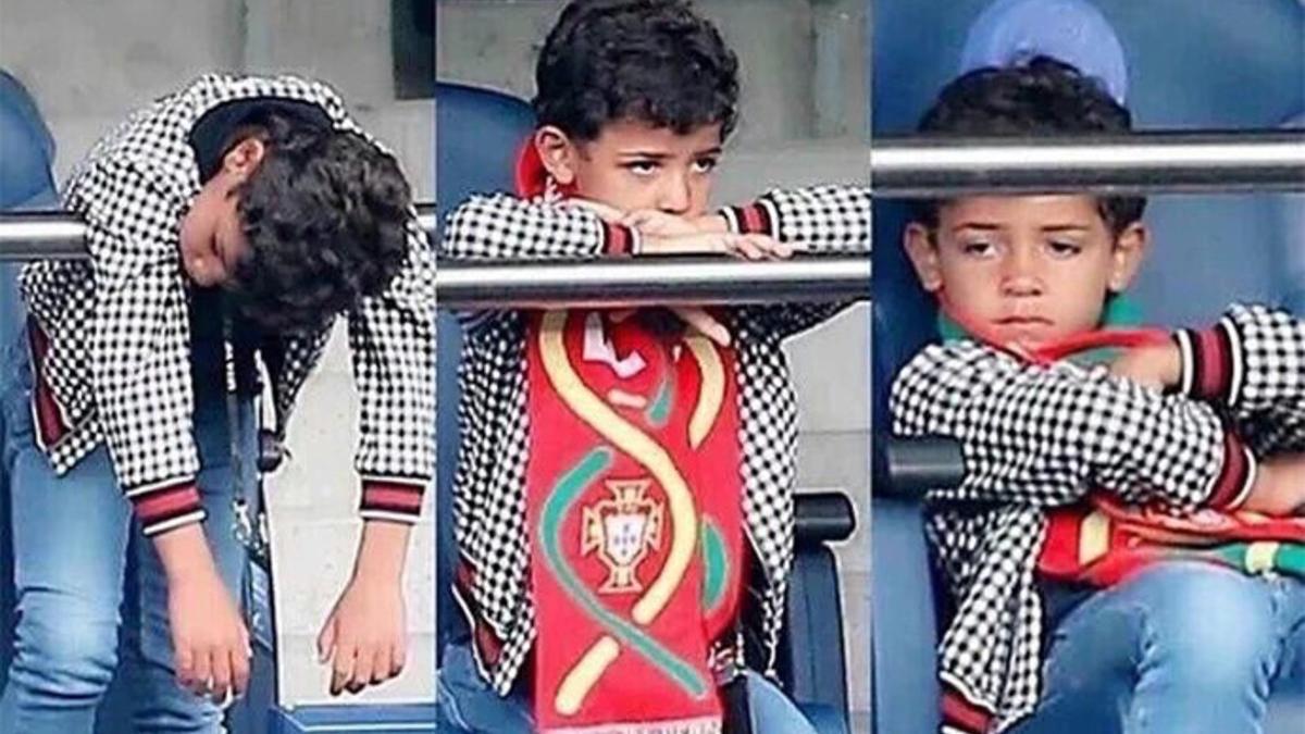 El hijo de Ronaldo desesperado en el choque de octavos