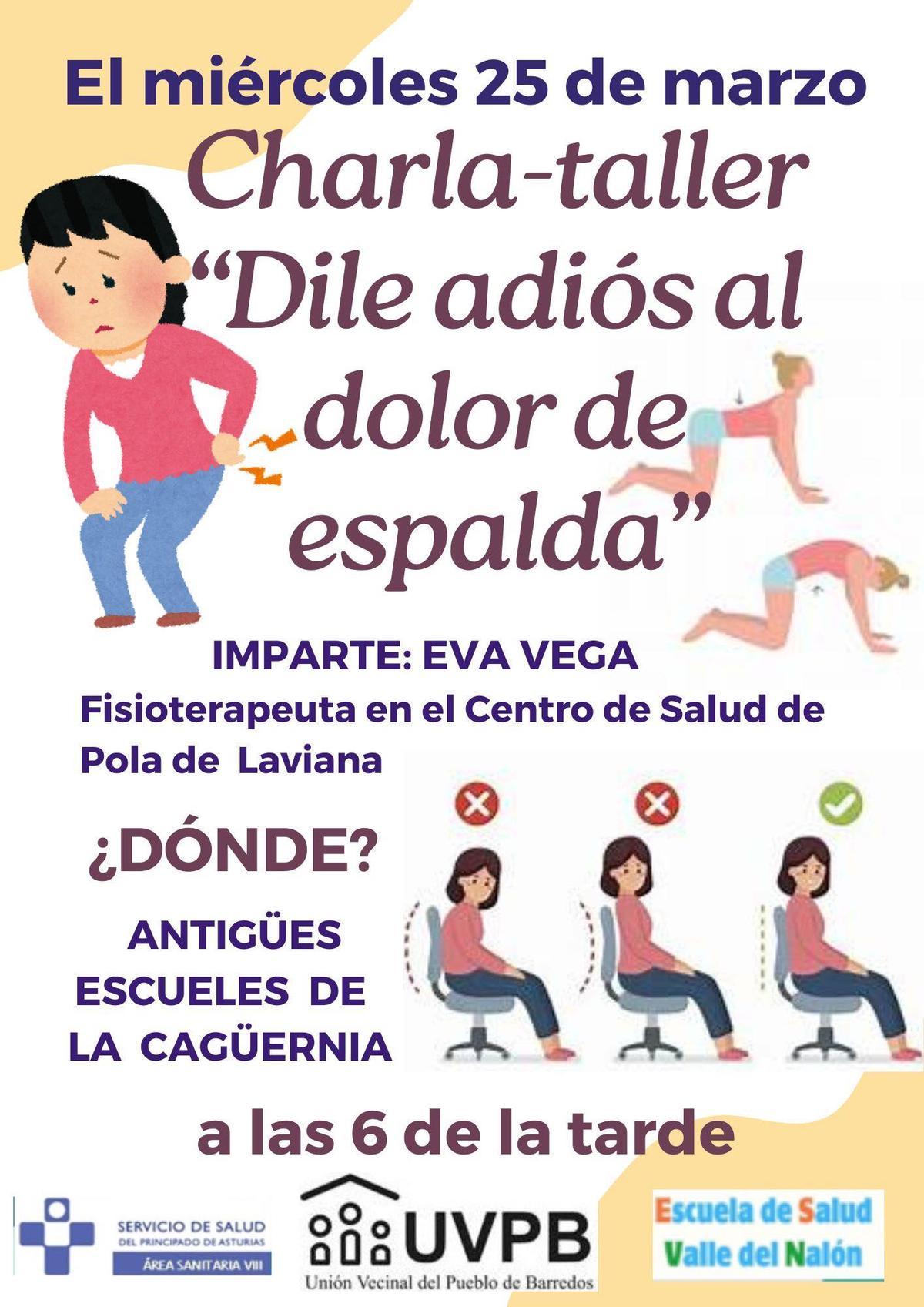 El cartel de la charla en Barredos.