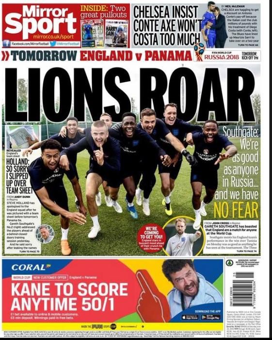 Portada MIRROR SPORT sábado 23 de junio de 2018