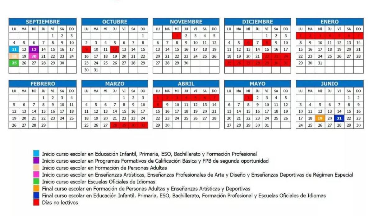 Calendario escolar de la Comunidad Valenciana