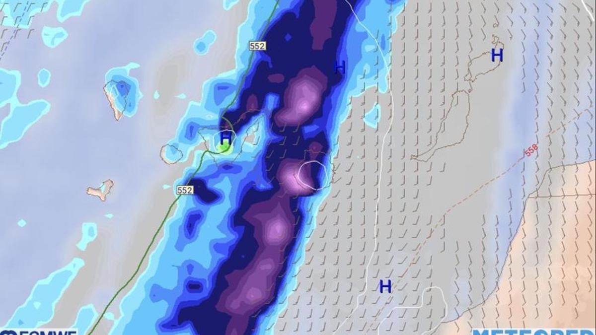 Llegada del frente con lluvias asociadas y nieve en el Teide el próximo lunes, 26 de diciembre