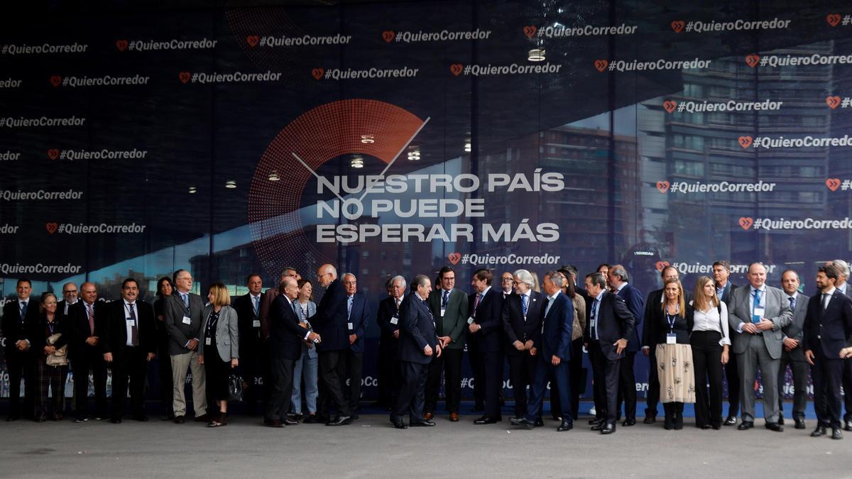Acto empresarial por el corredor mediterraneo, organizado por AVE en Barcelona, en una imagen de archivo.