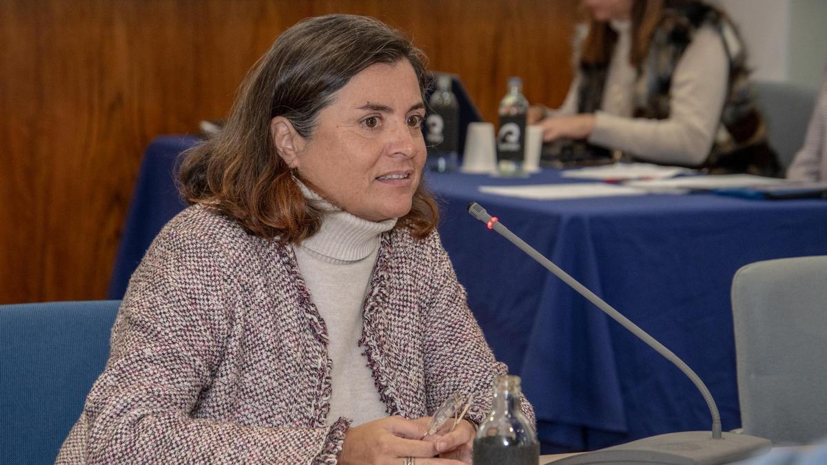 María Jesús Rodríguez durante la presentación del Aula del Silbo en el Consejo de Gobierno de la ULPGC.
