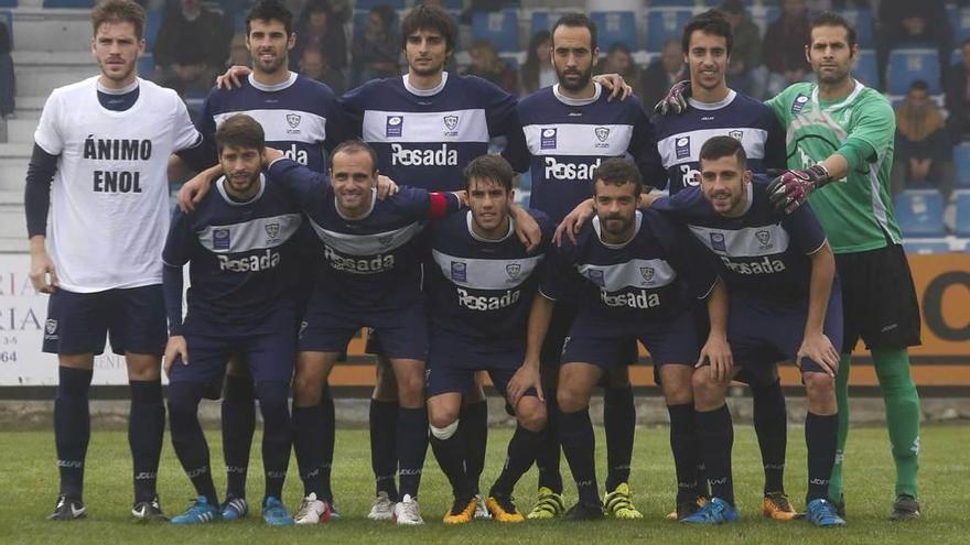 El once del Marino que ganó en la ida al Oviedo B. Arriba, desde la izquierda, Trabanco, Pablo Hernández, Jairo Cárcaba, Llerandi, Borja y Davo; abajo, Dani Pevida, Guaya, Viesca, Álvaro Pozo y Polo