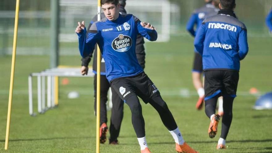 Fede Valverde, ayer durante un ejercicio en las instalaciones de Abegondo.