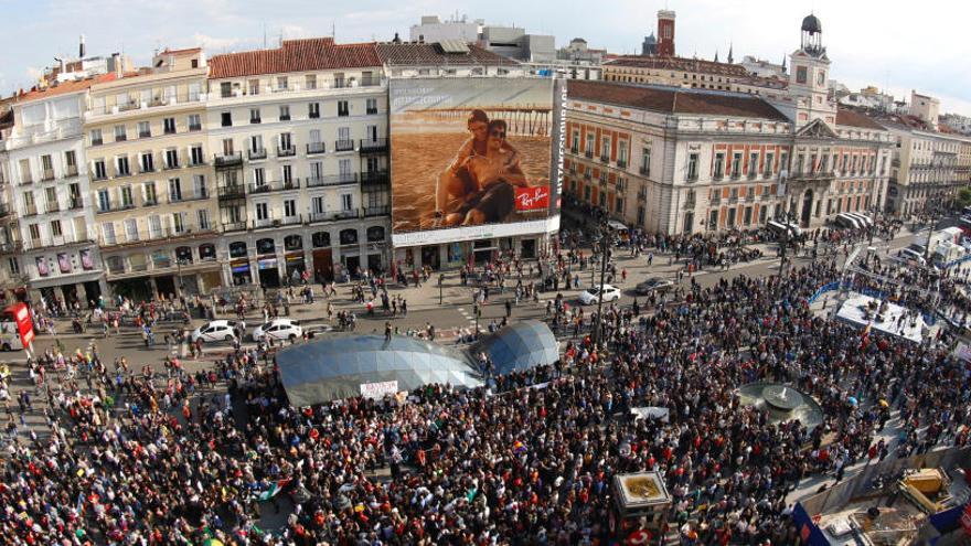 La Puerta del Sol en uno de los aniversarios del 15M.