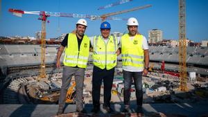 Deco, Laporta y Flick en las obras del Nou Spotify Camp Nou