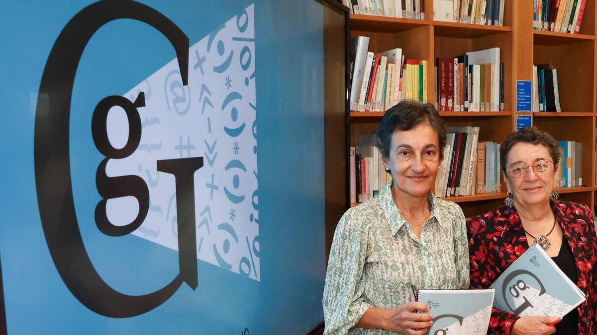 Dolores Vilavedra e Rosario Álvarez (1d), nun acto no Consello da Cultura Galegas.