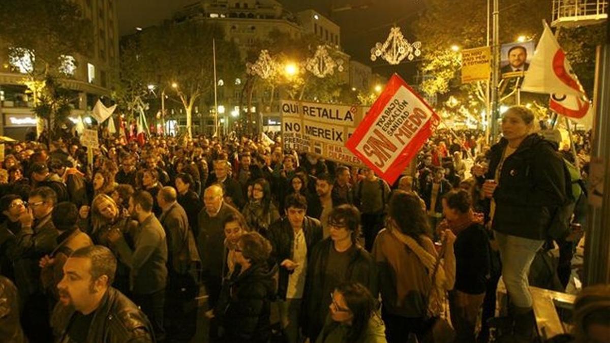 Manifestación en el centro de Barcelona, el 14 de noviembre.