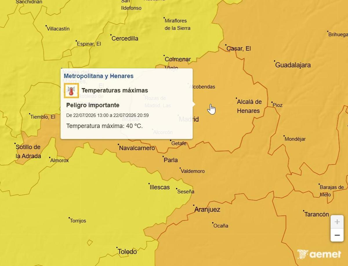 Mapa de avisos para este miércoles