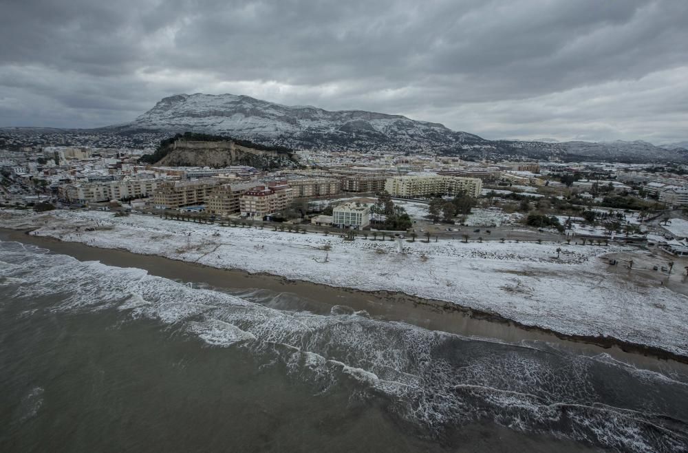 La nevada sobre La Marina, a vista de pájaro