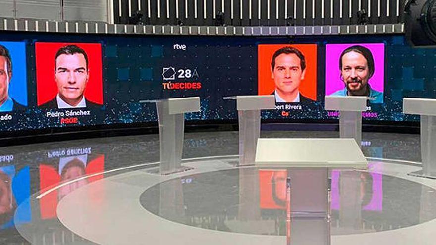 El escenario del debate electoral en TVE.