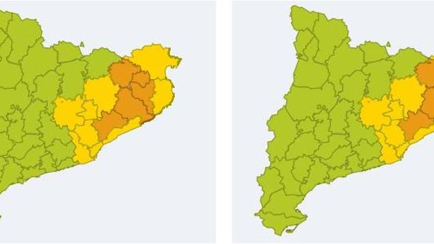 Mapes d&#039;alerta entre les 12 i les 18 h i les 18 i les 24 h