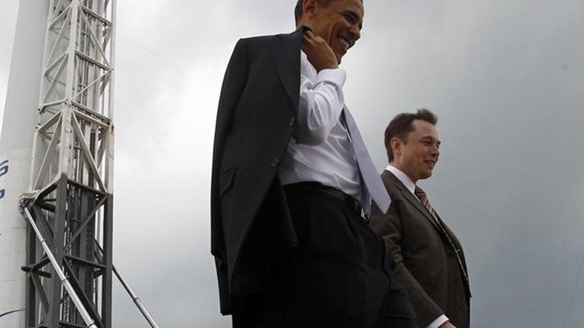 Obama y Musk, en Cabo Cañaveral.