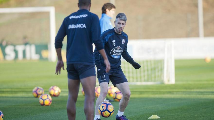 Luisinho, en el entrenamiento de esta tarde.