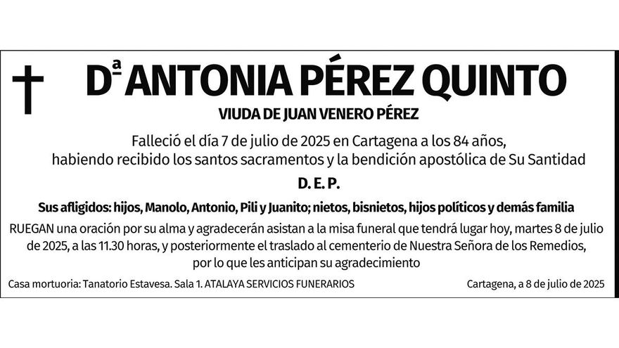 Dª Antonia Pérez Quinto