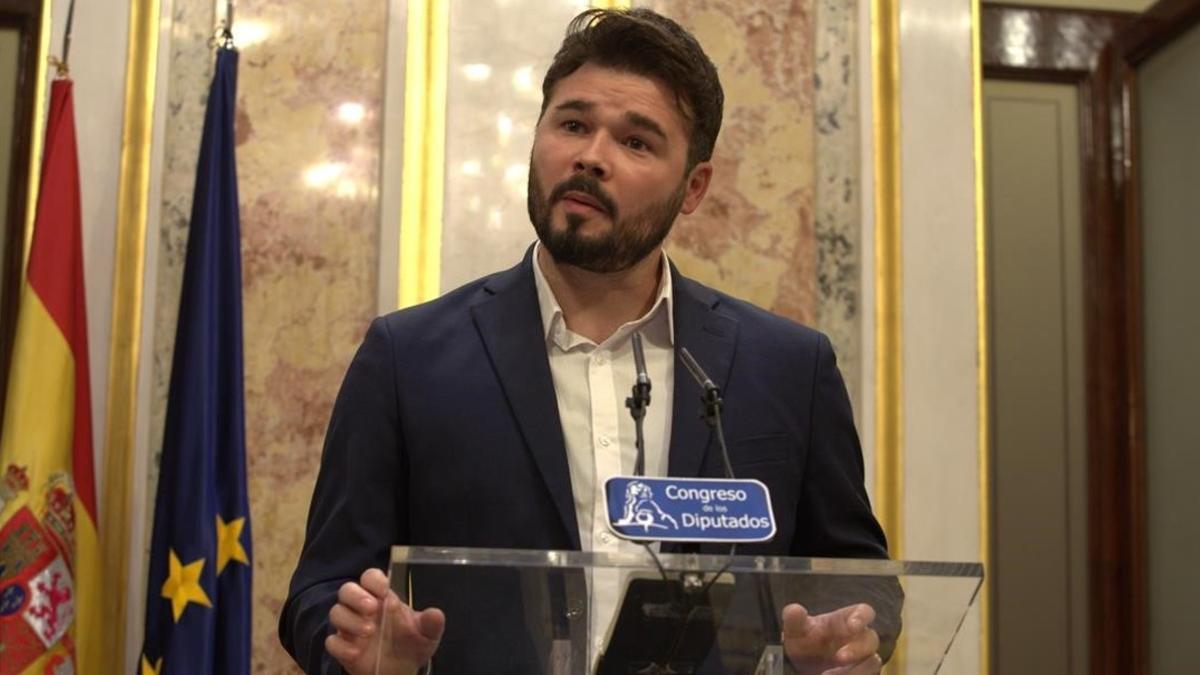 Gabriel Rufián (ERC), en una comparecencia en el Congreso.