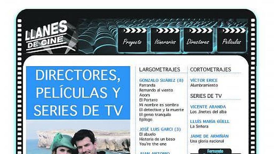 Reproducción de una de las secciones de la página web llanesdecine.com.