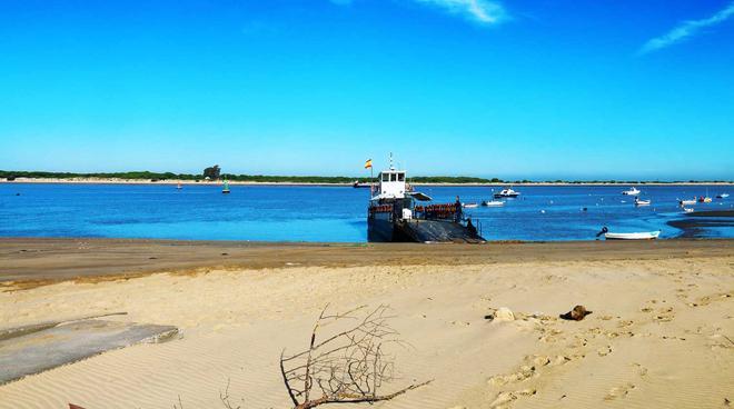 Guadalquivir river mouth in Sanlucar de Barrameda, Spain