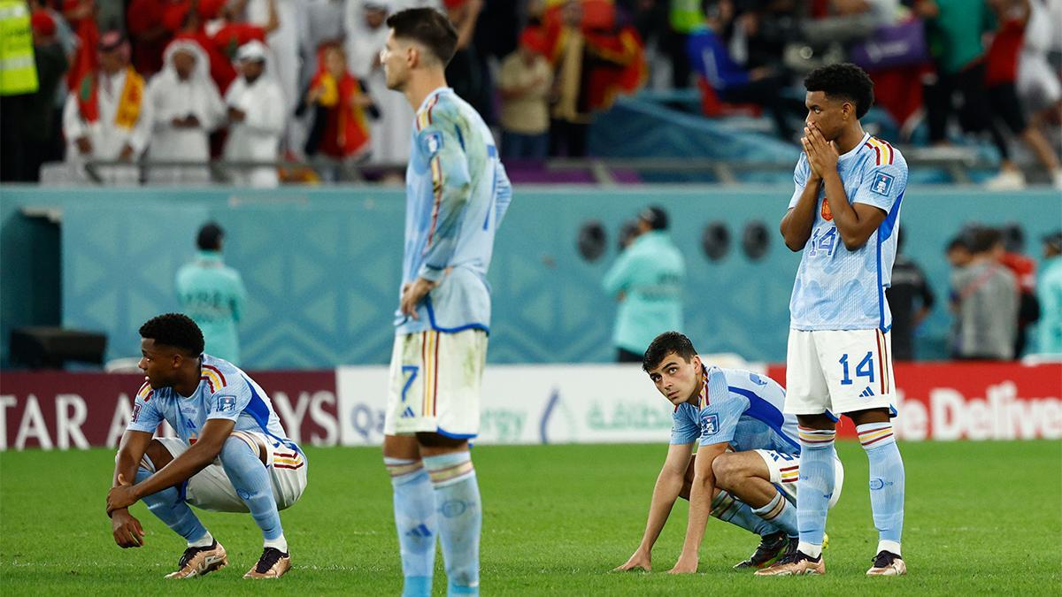 Desolación entre los jugadores españoles tras la eliminación del Mundial de Qatar