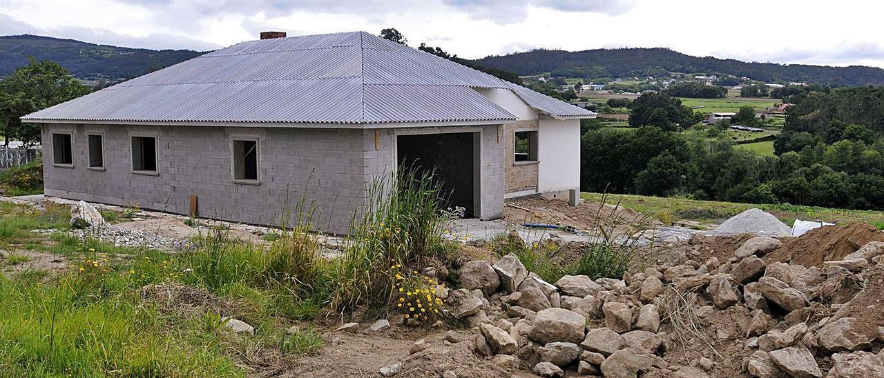 Una vivienda de una planta,en construcción.