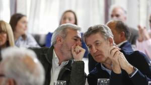 Jorge Azcón y Alberto Núñez Feijóo, el domingo en Calatayud.