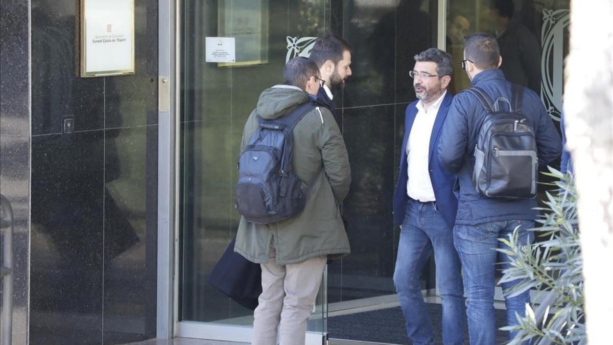 Gerard Figueras llega a la sede de la Secretaria General de l'Esport