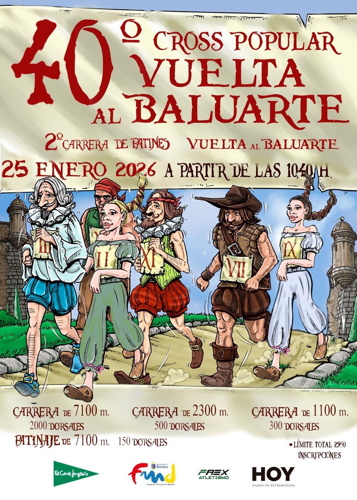 Cartel anunciador del 40 Cross Popular Vuelta al Baluarte de Badajoz.