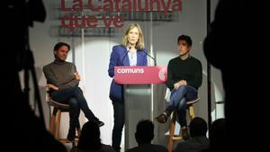 La candidata de Comuns Sumar a presidenta de la Generalitat, Jéssica Albiach, en un acto en Manresa.