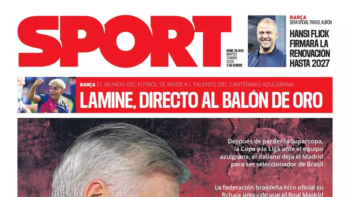 La portada de SPORT de hoy martes, 13 de mayo de 2025