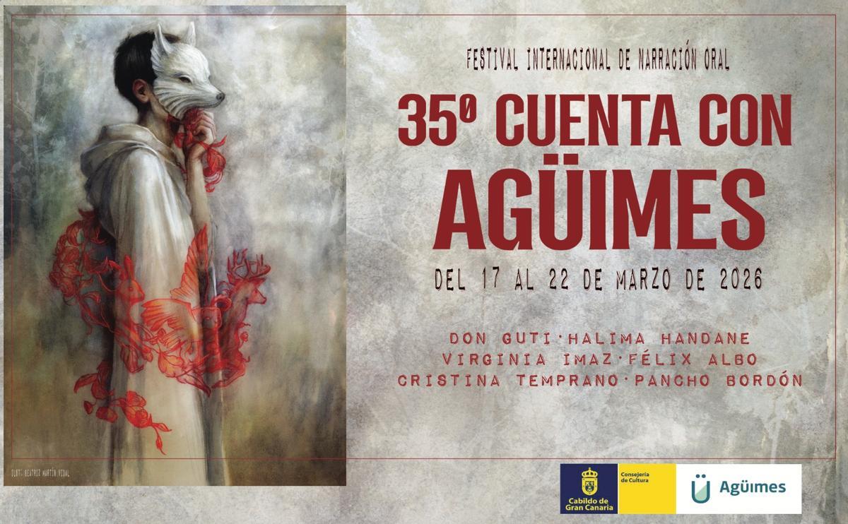 Cartel de la 35º edición de Festival Internacional de Narración Oral 'Cuenta con Agüimes'.