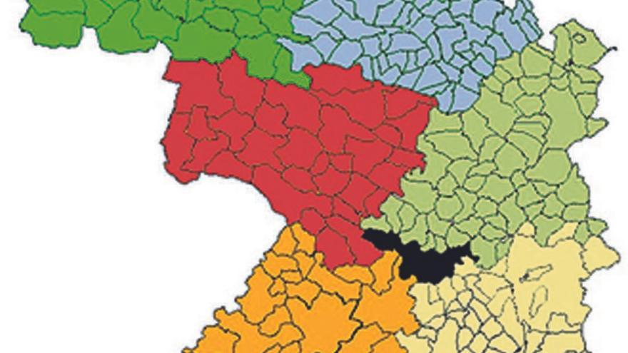 Mapa de los municipios de Zamora agrupados por comarcas. | LOZ