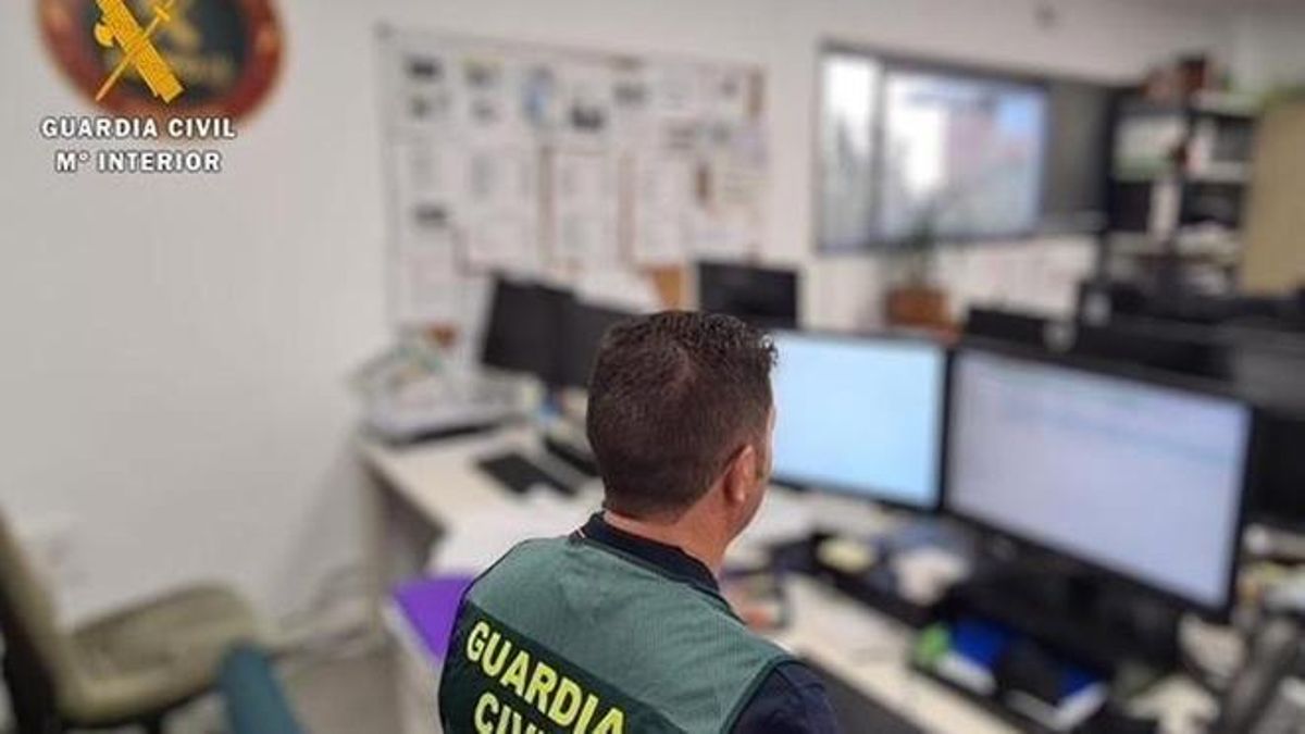 Un agente de la Guardia Civil investiga una estafa en internet.