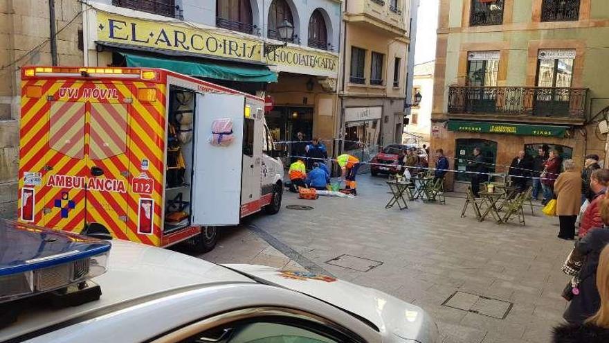 Los sanitarios tratan de reanimar a la mujer indispuesta.