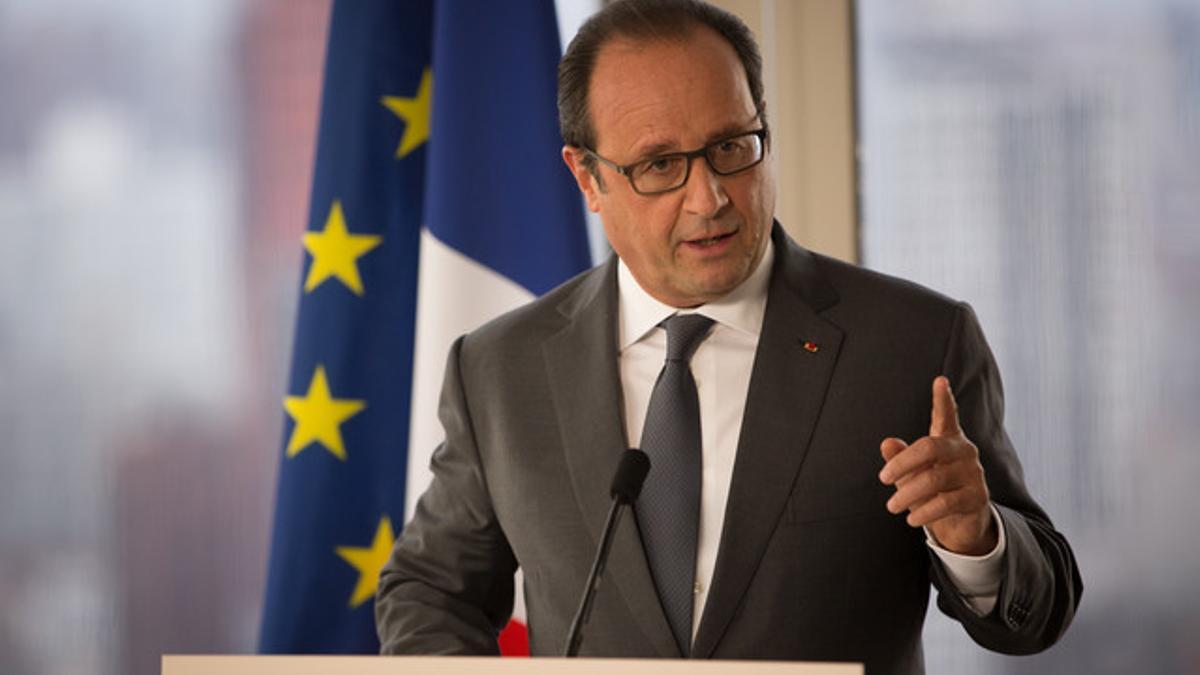 François Hollande, durante una rueda de prensa sobre Siria, el lunes en Nueva York.