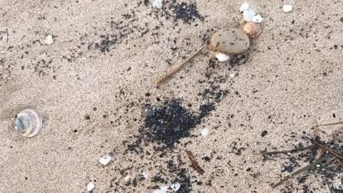 Restos de ceniza en una de las playas del Sur de València