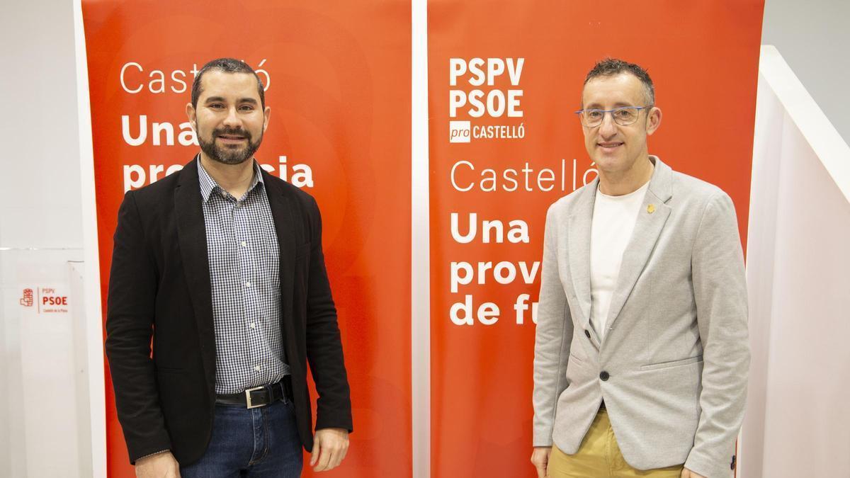 El secretario general del PSPV-PSOE de Castellón, Samuel Falomir, con el portavoz de Educación en Les Corts, José Luis Lorenz.