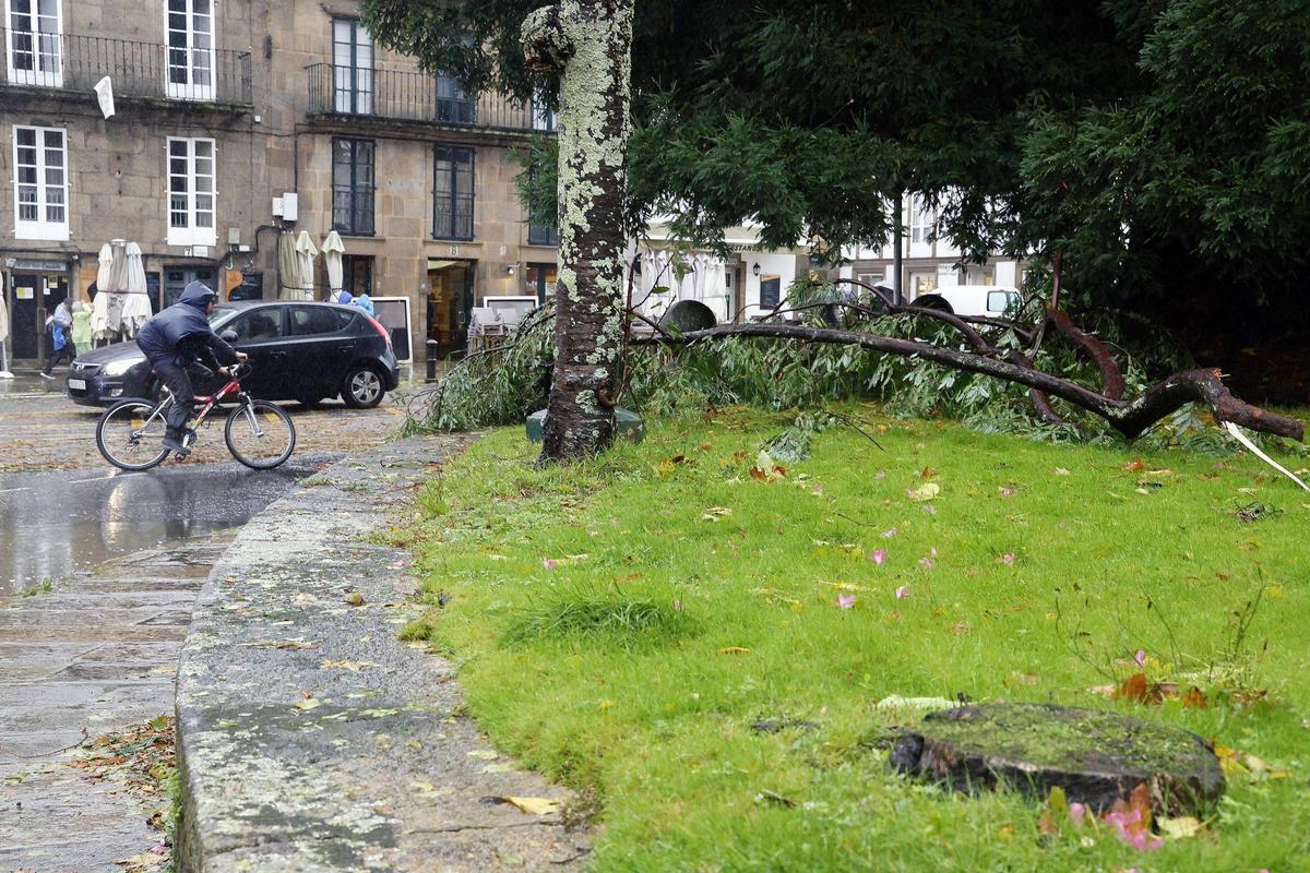 La intensa borrasca Kirk deja decenas de incidencias a su paso por Santiago